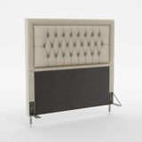 Cabeceira Estofada Decorativa Pegasus Para Cama Box 160 Para Cama Queen Couro Artificial Bege Aradecor
