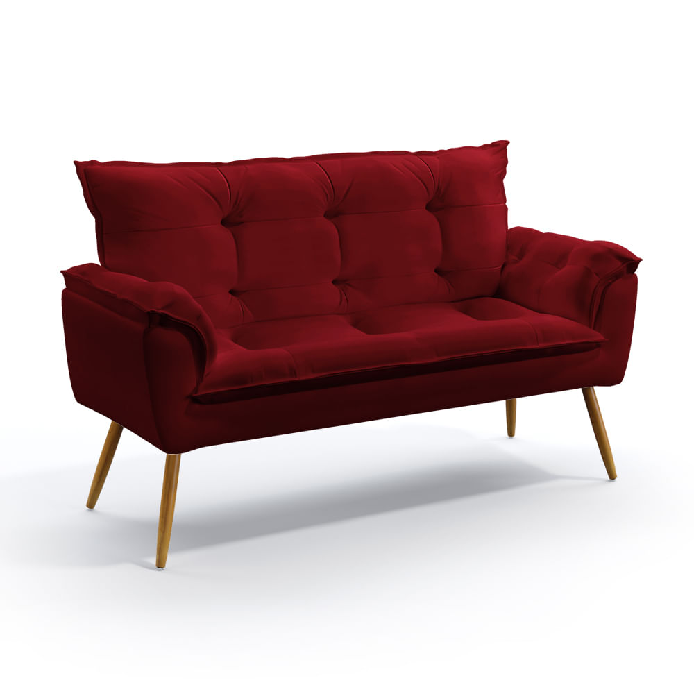 Poltrona Namoradeira Decorativa Beta N-033 Veludo Vermelho Aradecor