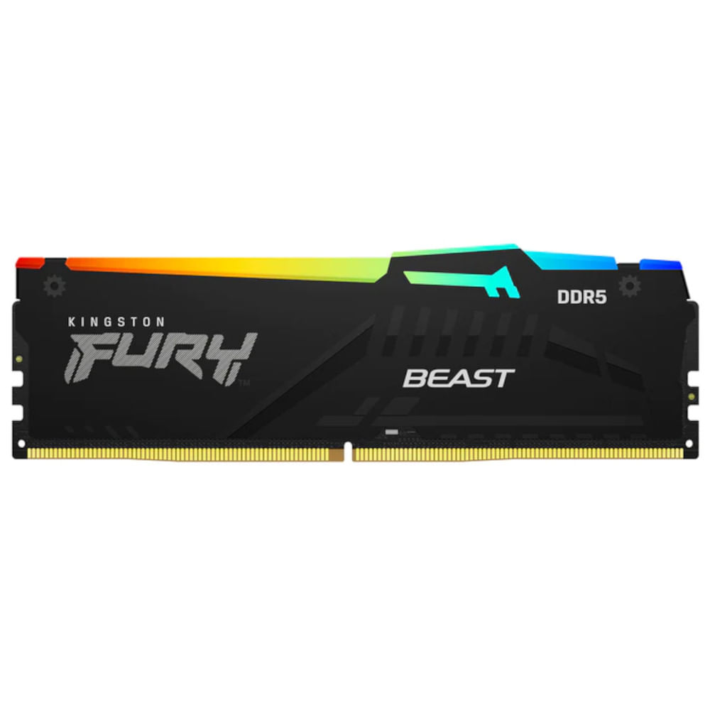 Memória Kingston Fury Beast 32gb 5200mhz Ddr5 Rgb Cl40 Preto - Kf552c40bba-32