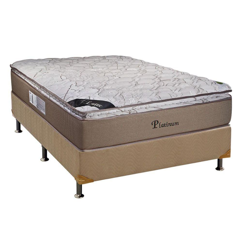 Cama Box Casal Colchao Molas Masterpocket Ensacadas Luckspuma Platinum New Base Crc Suede Bege 138x188