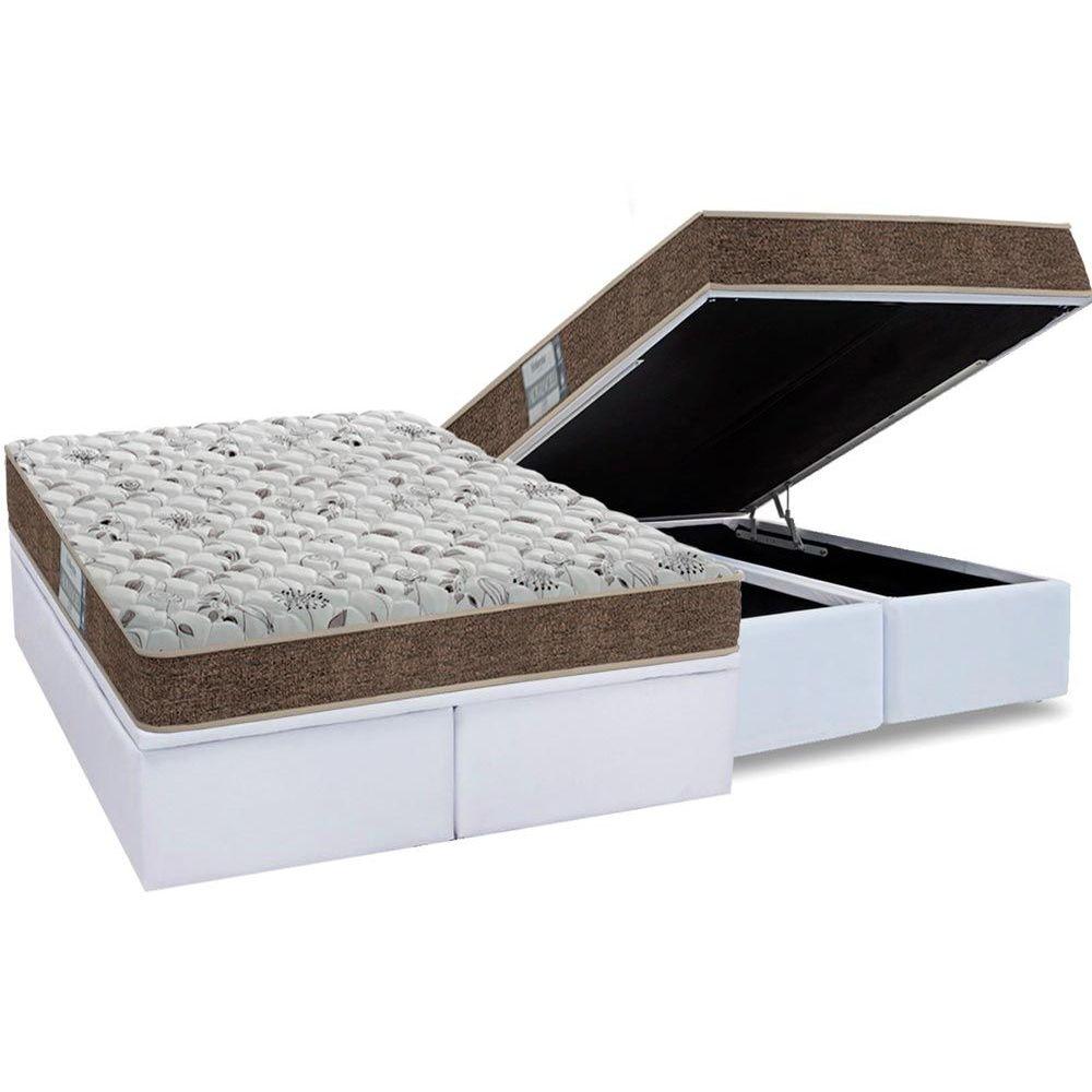 Cama Box Bau Queen Colchao Espuma Probel D45 Prodormir Advanced Base Crc Courano White 158x198