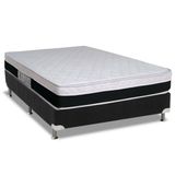 Cama Box Casal Colchao Molas Luckspuma Masterpocket Ensacadas Roma Base Crc Suede Black 138x188