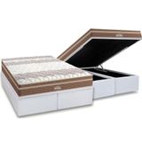 Cama Box Bau Queen Colchao Ortopedico Probel D26 Ag65 Guarda Costas Mega Firme Base Crc Courano White 158x198