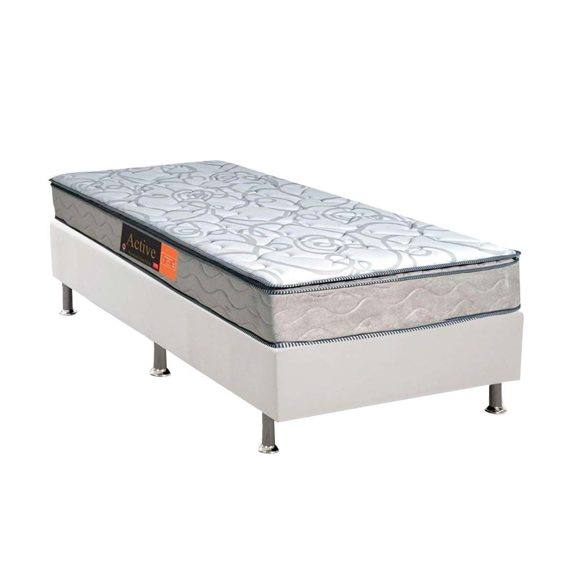 Conjunto Box-Colchão Pelmex D33 Active+Cama Solteiro 88x188