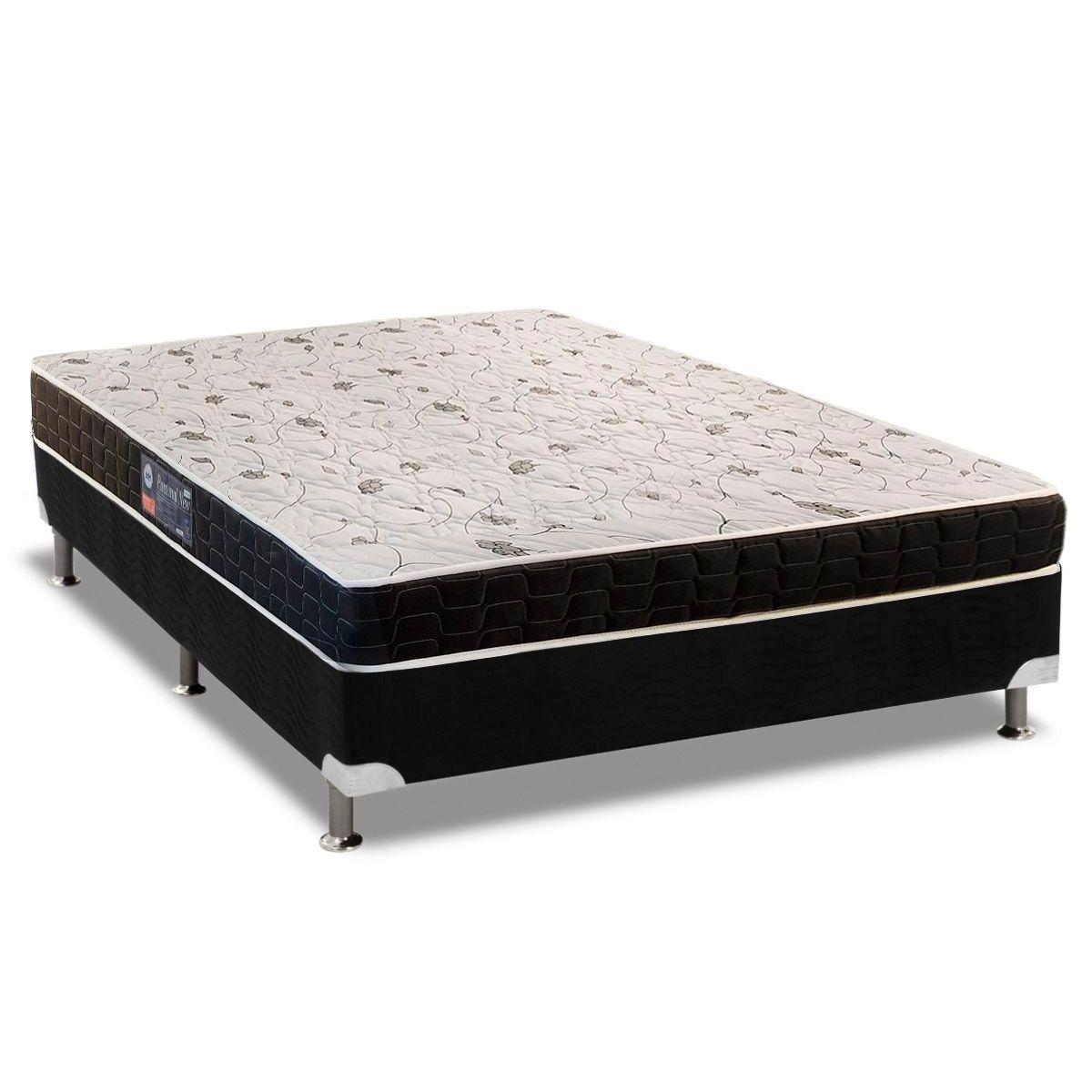 Cama Box Casal Colchao Espuma Anjos D28 Ag65 Pantanal Thierry Base Crc Suede Black 138x188