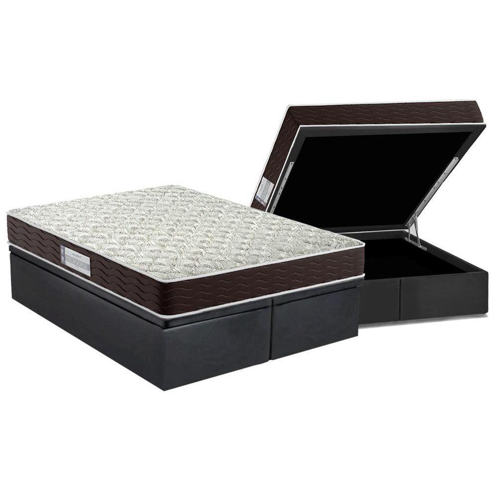 Cama Box Bau King Colchao Espuma Probel D33 Prodormir Advanced Base Crc Suede Gray 193x203