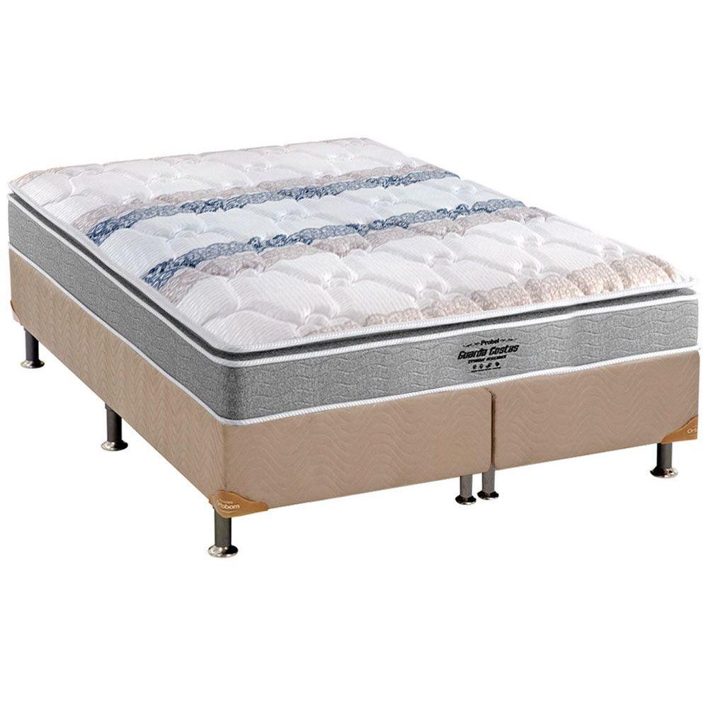 Cama Box King Colchao Ortopedico Probel D33 Ag65 Guarda Costas Extreme Resistence Base Crc Suede Clean 193x203