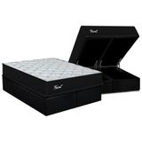 Cama Box Bau Queen Colchao Molas Masterpocket Ensacadas Orthoflex Tricot Base Crc Suede Black 158x198