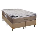 Cama Box Queen Colchao Molas Masterpocket Ensacadas Luckspuma Platinum New Base Crc Suede Bege 158x198