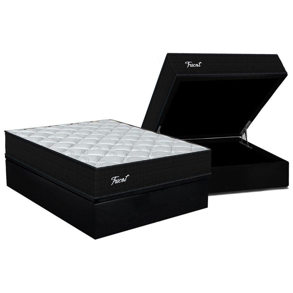 Cama Box Bau Casal Colchao Molas Masterpocket Ensacadas Orthoflex Tricot Base Crc Suede Black 138x188