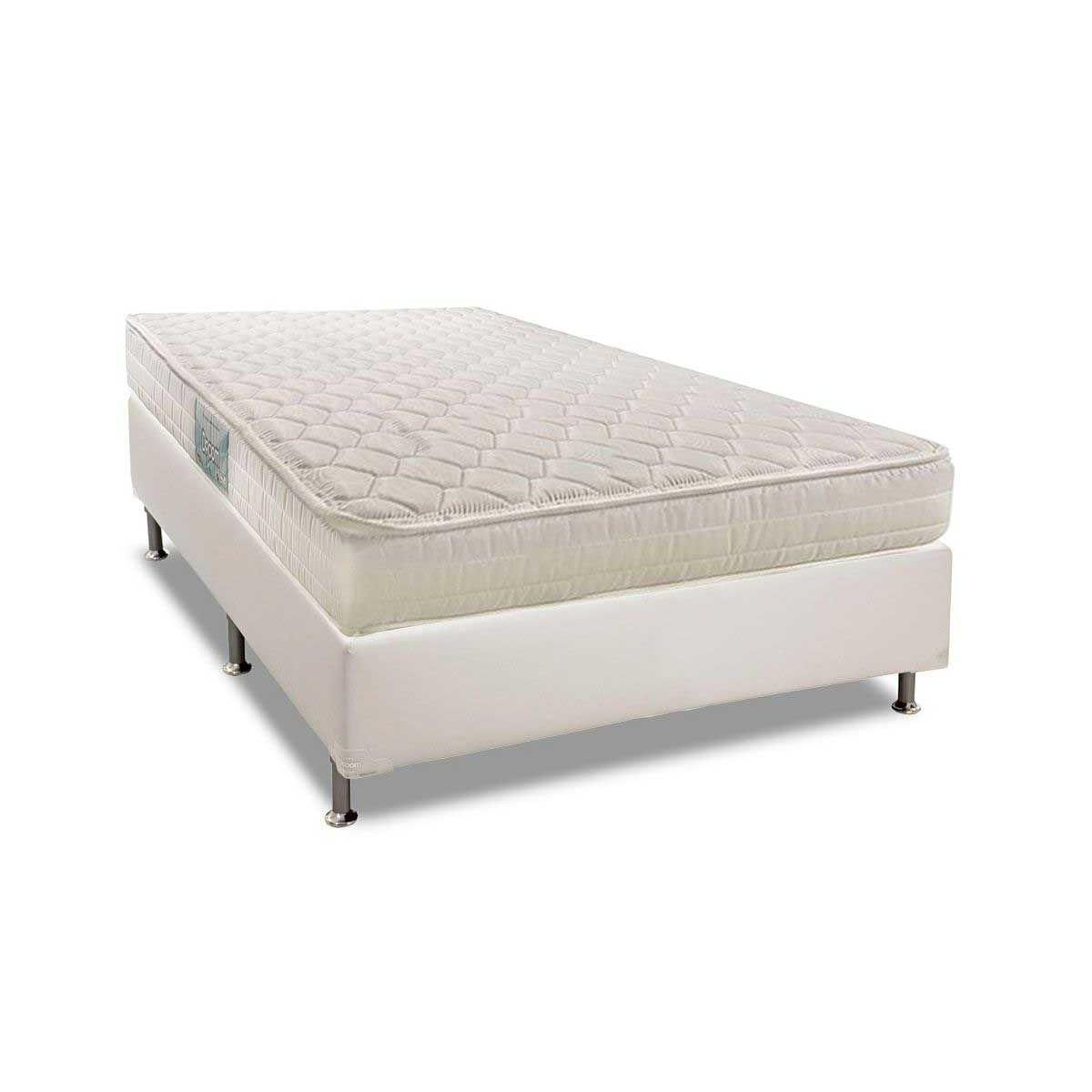 Cama Box Casal Colchao Espuma Herval D45 Droom Base Crc Courano White 138x188