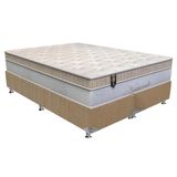 Cama Box Queen Colchao Molas Orthoflex Masterpocket Ensacadas Naturale Base Crc Suede Bege 158x198