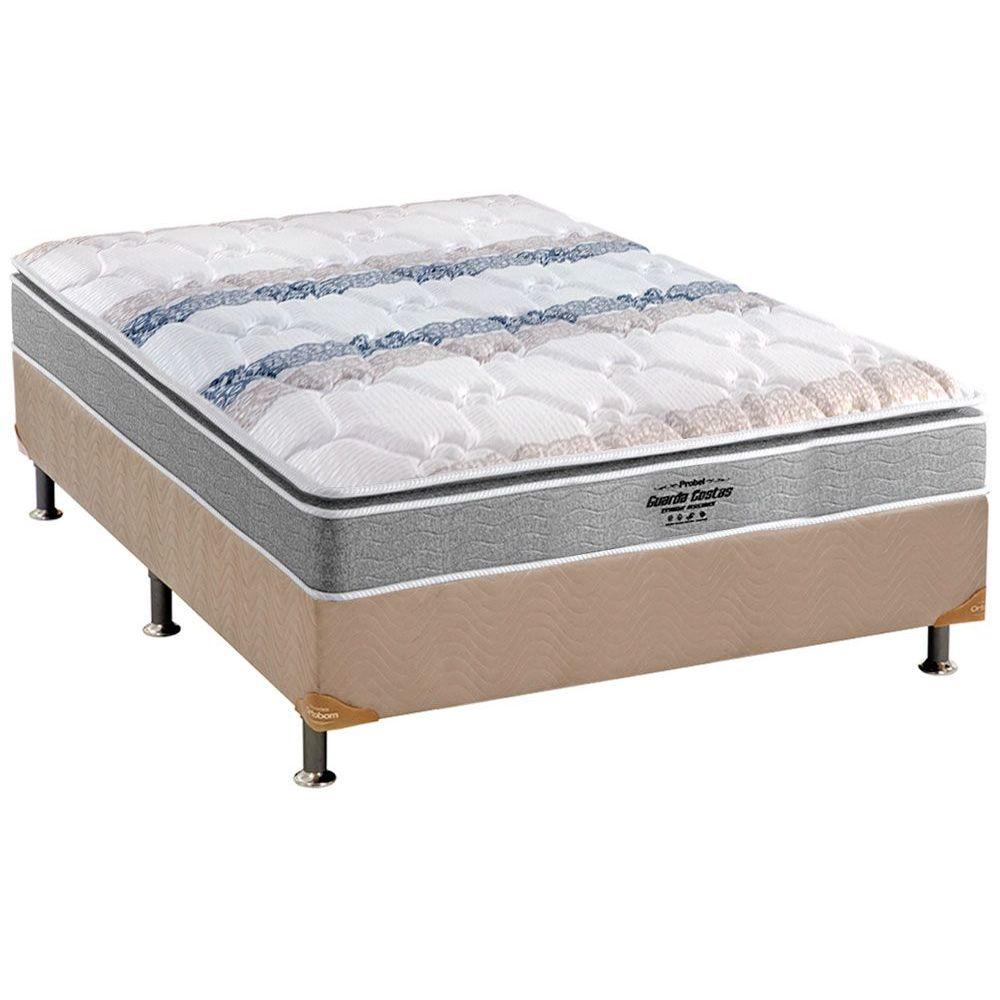 Cama Box Casal Colchao Espuma Probel D33 Ag65 Guarda Costas Extreme Resistence Base Crc Suede Clean 138x188