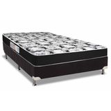 Cama Box Casal Colchao Espuma Luckspuma D33 Supreme Black Pro Saude Duplo Base Crc Suede Black 138x188