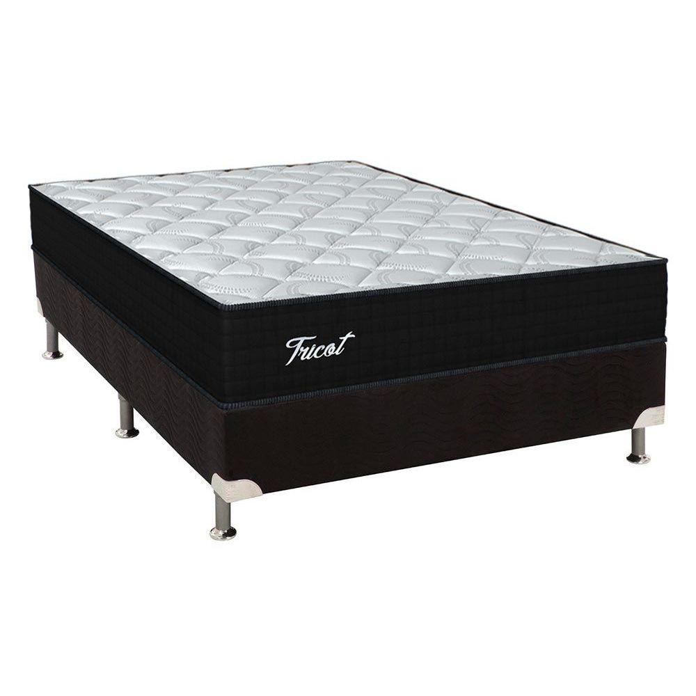 Cama Box Casal Colchao Molas Orthoflex Masterpocket Ensacadas Tricot Base Crc Suede Black 138x188