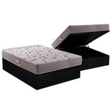 Cama Box Bau Casal Colchao Ortopedico Herval D45 Ag65 Black Double Face Base Crc Suede Black 138x188