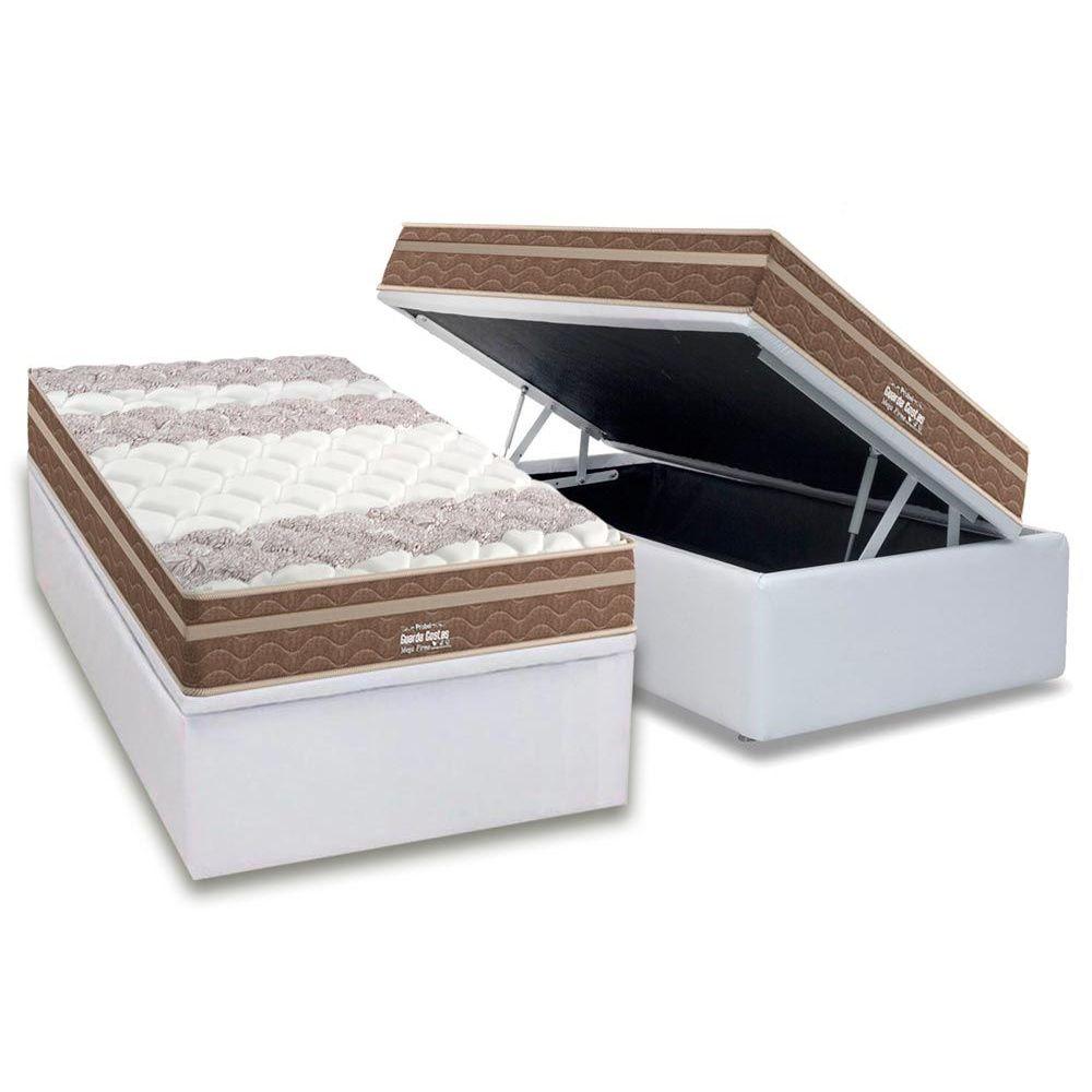 Cama Box Bau Solteiro Colchao Espuma Probel D26 Ag65 Guarda Costas Mega Firme Base Crc Courano White 88x188