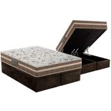 Cama Box Bau Queen Colchao Ortopedico Pelmex D28 Ep Active Extra Firme Touch Base Crc Suede Brown 158x198