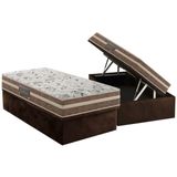 Cama Box Bau Solteiro Colchao Ortopedico Pelmex D28 Ep Active Extra Firme Touch Base Crc Suede Brown 88x188