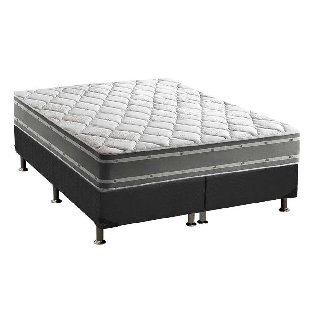 Cama Box King Colchao Ortopedico Anjos D33 Ep Supremo Track Double Face Base Crc Suede Gray 193x203