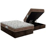 Cama Box Bau King Colchao Espuma Probel D45 Advanced Pillow Super Base Crc Suede Brown 193x203