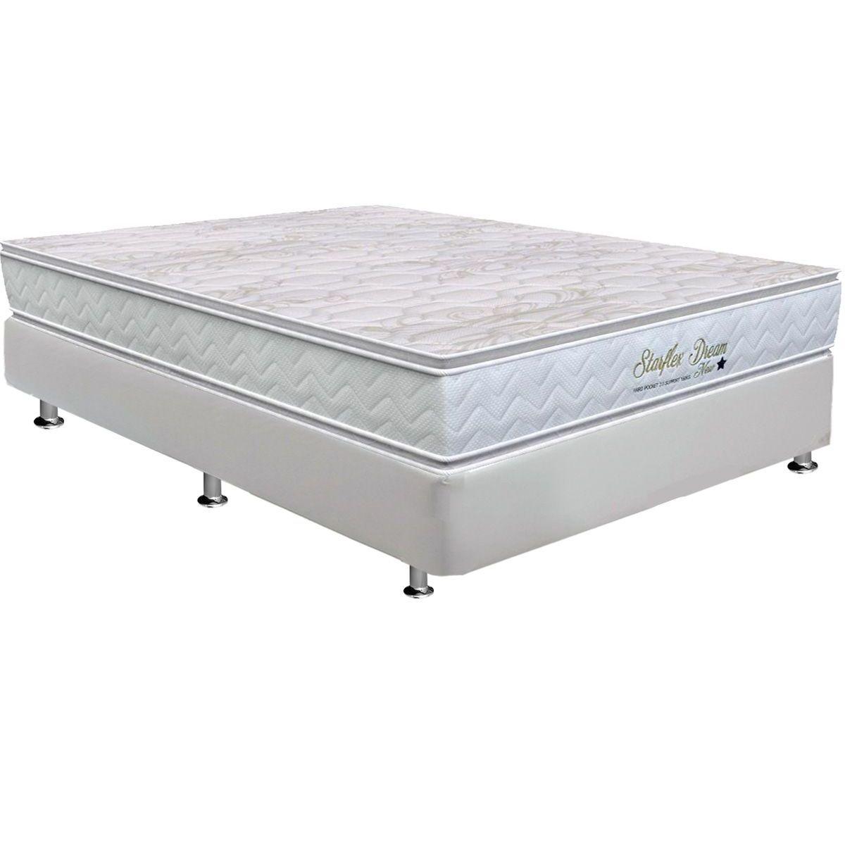 Cama Box Casal Colchao Molas Orthoflex Masterpocket Ensacadas Starflex Dream New Base Crc Courano White 138x188