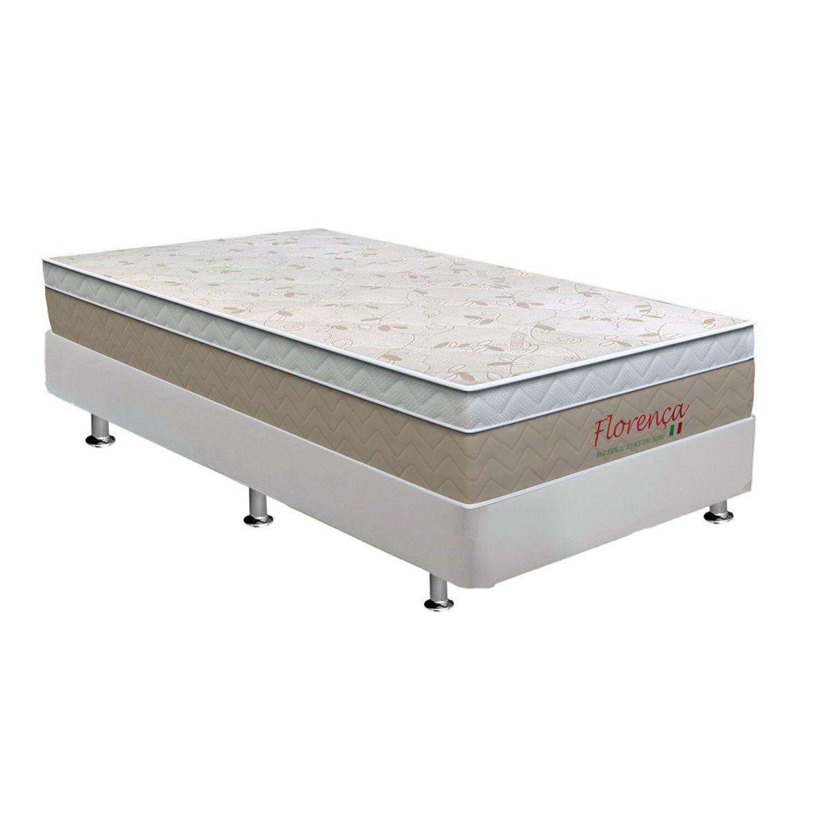 Cama Box Solteiro Colchao Molas Orthoflex Bonnel Florenca Base Crc Courano White 88x188