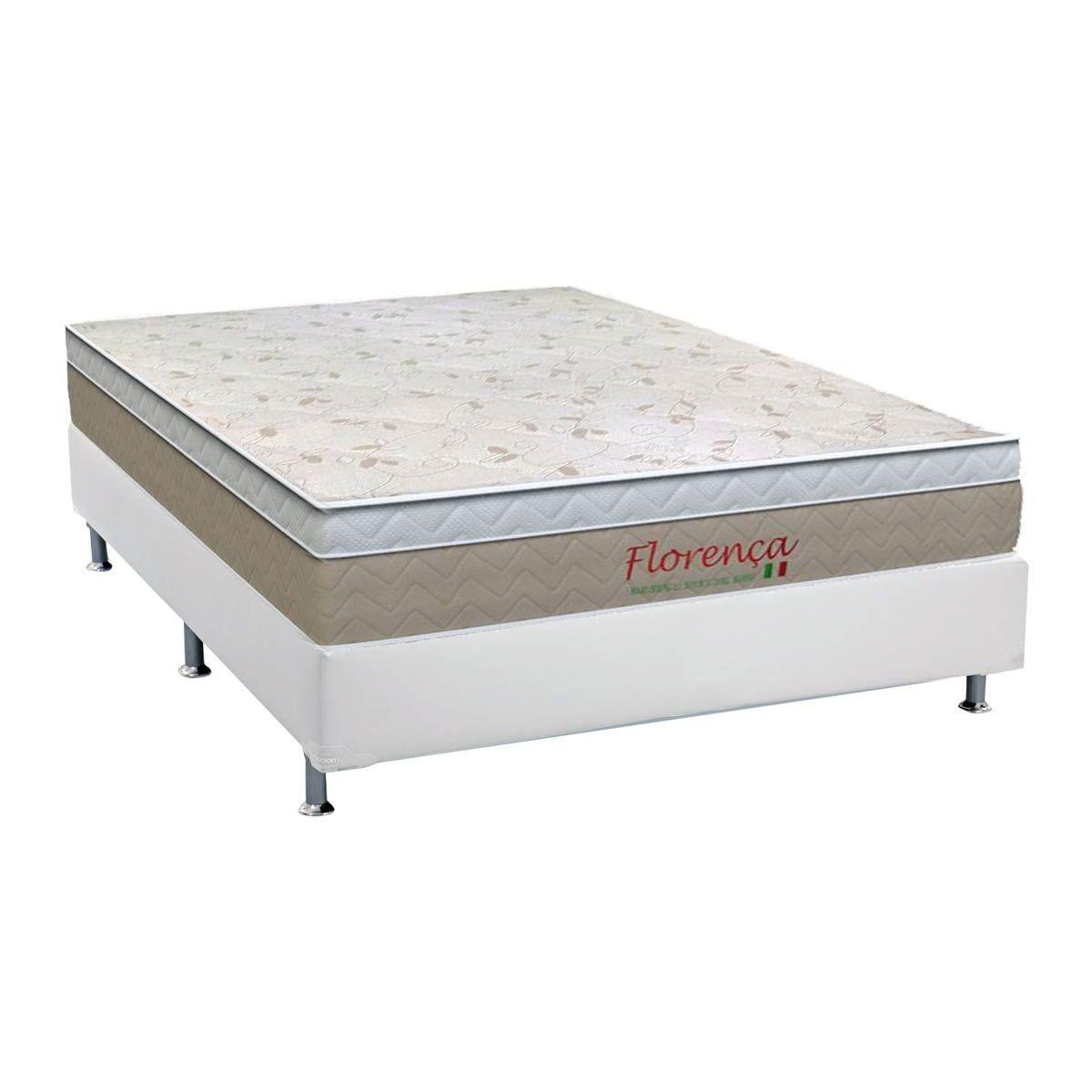 Cama Box Casal Colchao Molas Orthoflex Bonnel Florenca Base Crc Courano White 138x188