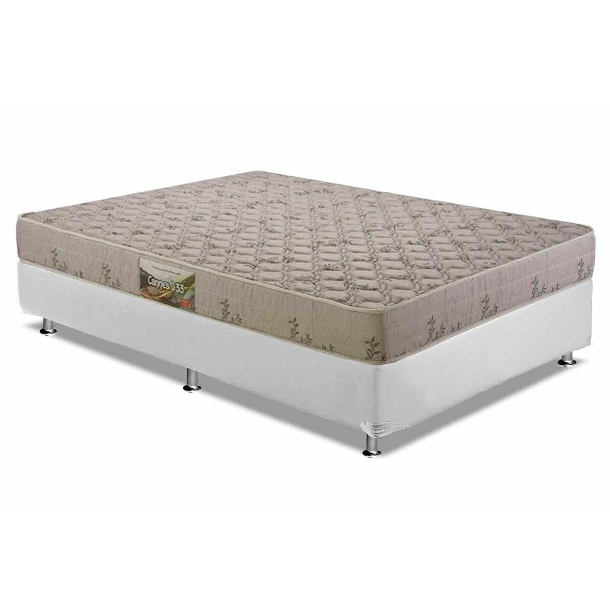 Cama Box Casal Colchao Espuma Herval D33 Cannes Base Crc Courano White 138x188