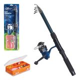 Kit Pesca c/ vara 2mts + Molinete + caixa de pesca