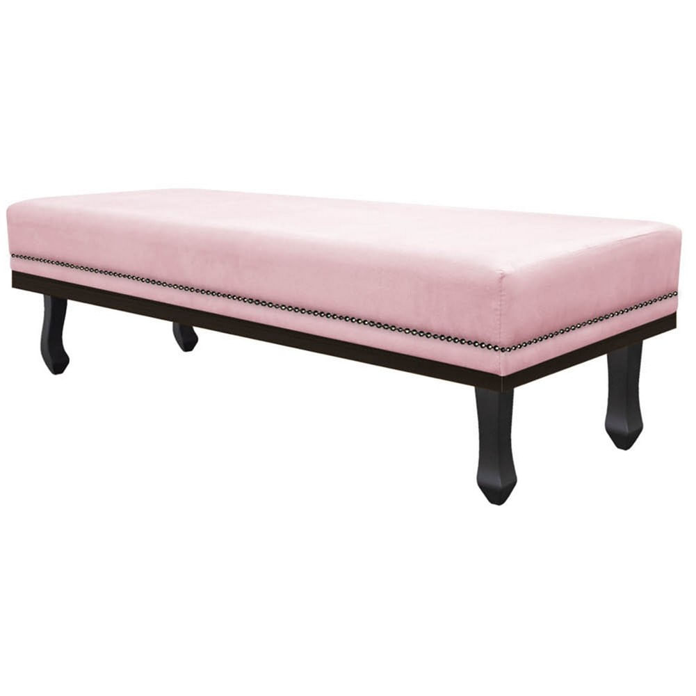 Calçadeira Queen Orlando P02 160 Cm Para Cama Box Suede Rosa Bebê - Amarena Móveis