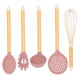 Kit De Utensilios De Silicone Rosa Cabo Rose Gold K10