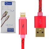 Cabo USB Dados Lightning iOS Iphone Ipad Smartphones Tablets 2.3A 1,8 Metro com LED Vermelho