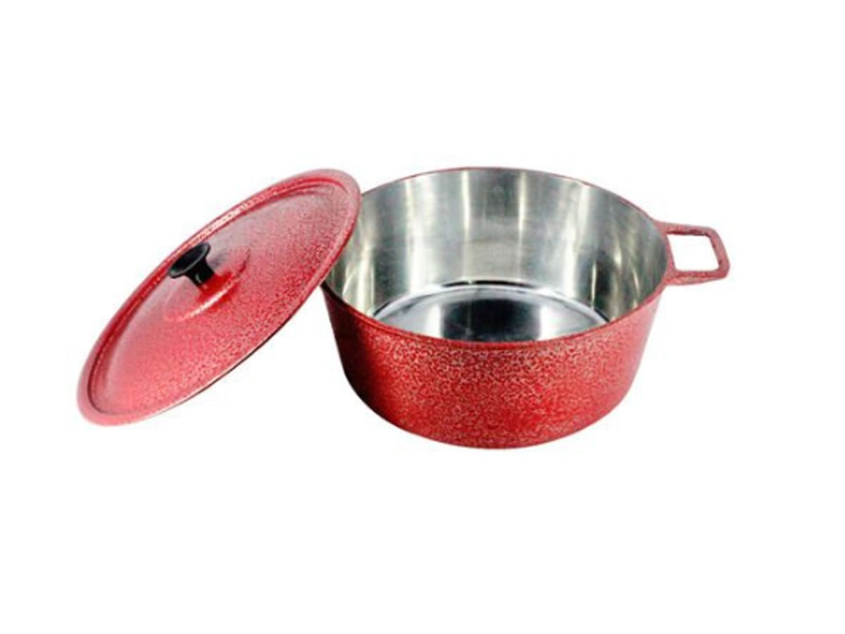 Caçarola Panela Craqueada Alça Alumínio Fundido E Tampa 22cm