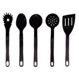 Jogo Conjunto De Talheres Nylon Utensílios Preto 5 Peças