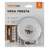 Fita Auto Adesiva Veda Fresta Protetor Portas Janelas Comfort Door 5 Metros Branco