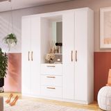 Guarda Roupa Solteiro com Espelho 4 Portas 3 Gavetas Panamá 59000 Doripel