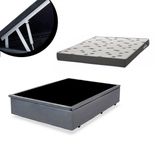 Cama Box Baú Casal Sintético Cinza + Colchão Light Espuma D33 Ortobom 138x188x50