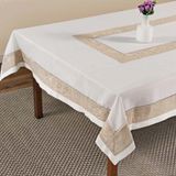 Toalha De Mesa Retangular 180x220cm 9019-1 - Rafimex Branco/bege