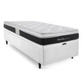 Cama Box Baú Branco Herval Solteiro Marselha, 71x88x188 Cm, Molas Maxspring