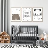 Quadro 60x120cm Infantil Sweet Dreams Moldura Natural com Vidro Decorativo