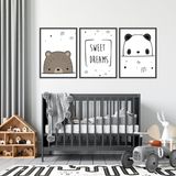 Quadro 60x120cm Infantil Sweet Dreams Moldura Preta sem Vidro Decorativo