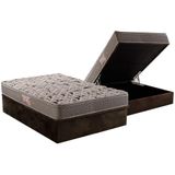 Cama Box Bau Casal Colchao Espuma Herval Ag65 Fort Black Firme Pillow Top Base Crc Suede Brown 138x188