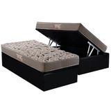 Cama Box Bau Solteiro Colchao Espuma Herval Ag65 Fort Black Firme Pillow Top Base Crc Suede Black 88x188