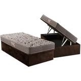 Cama Box Bau Solteiro Colchao Ortopedico Herval Ag65 Fort Black Firme Pillow Top Base Crc Suede Brown 88x188