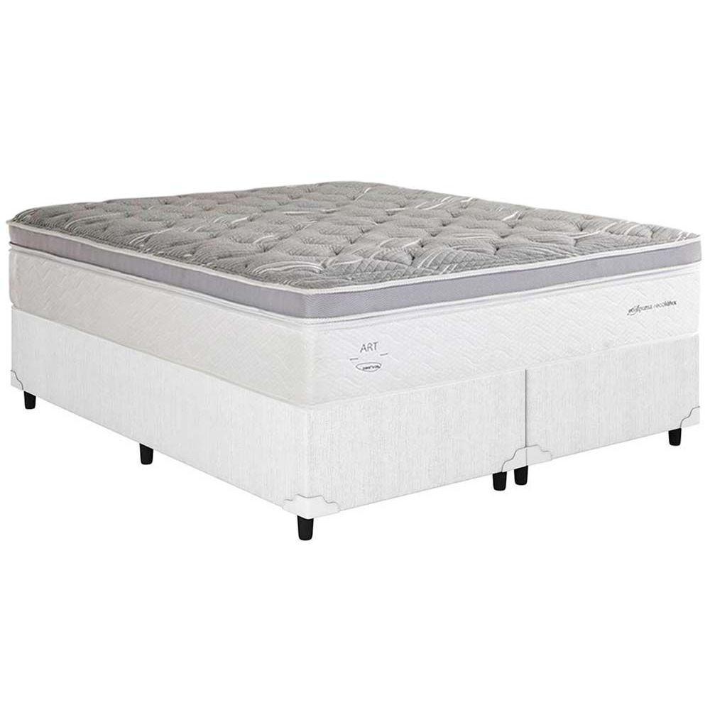 Cama Box Queen Colchao Molas Herval Masterpocket Ensacadas Exclusive Ecolatex Base Crc Linhao White 158x198