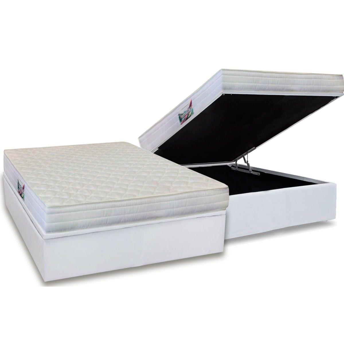 Cama Box Bau Casal Colchao Ortopedico Herval D28 Ag65 Frontier Base Crc Courano White 138x188