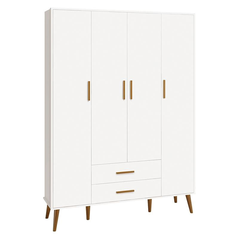 Guarda Roupa Infantil Isis 4 Portas E 2 Gavetas Branco - Reller Móveis