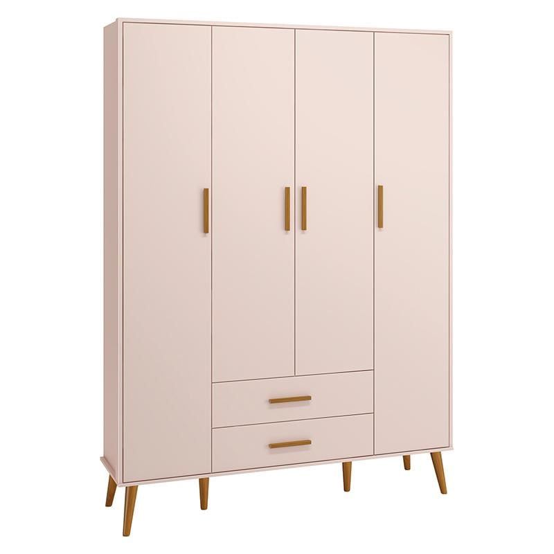 Guarda Roupa Infantil Isis 4 Portas E 2 Gavetas Rosa - Reller Móveis