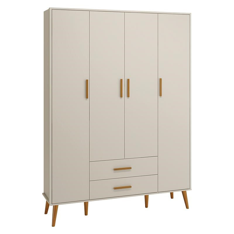 Guarda Roupa Infantil Isis 4 Portas E 2 Gavetas Areia - Reller Móveis